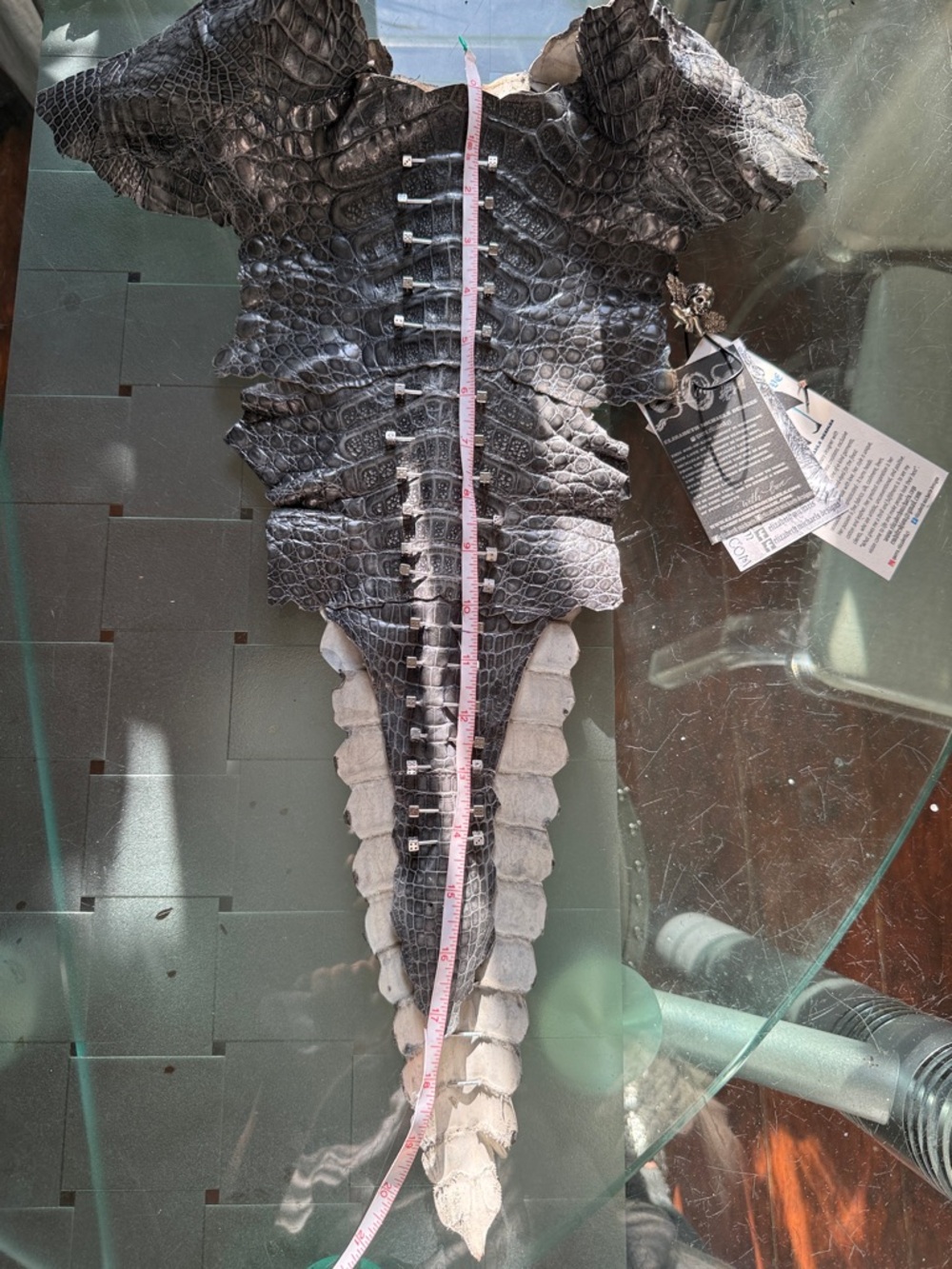 Exotic Real Grey Crocodile Front Bib - Picture 14 of 16